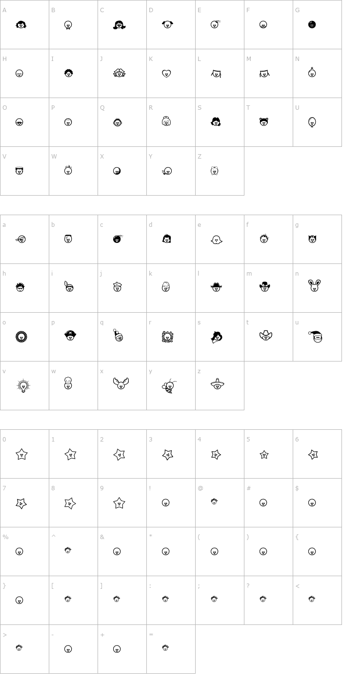 Character Map Glee Club Font