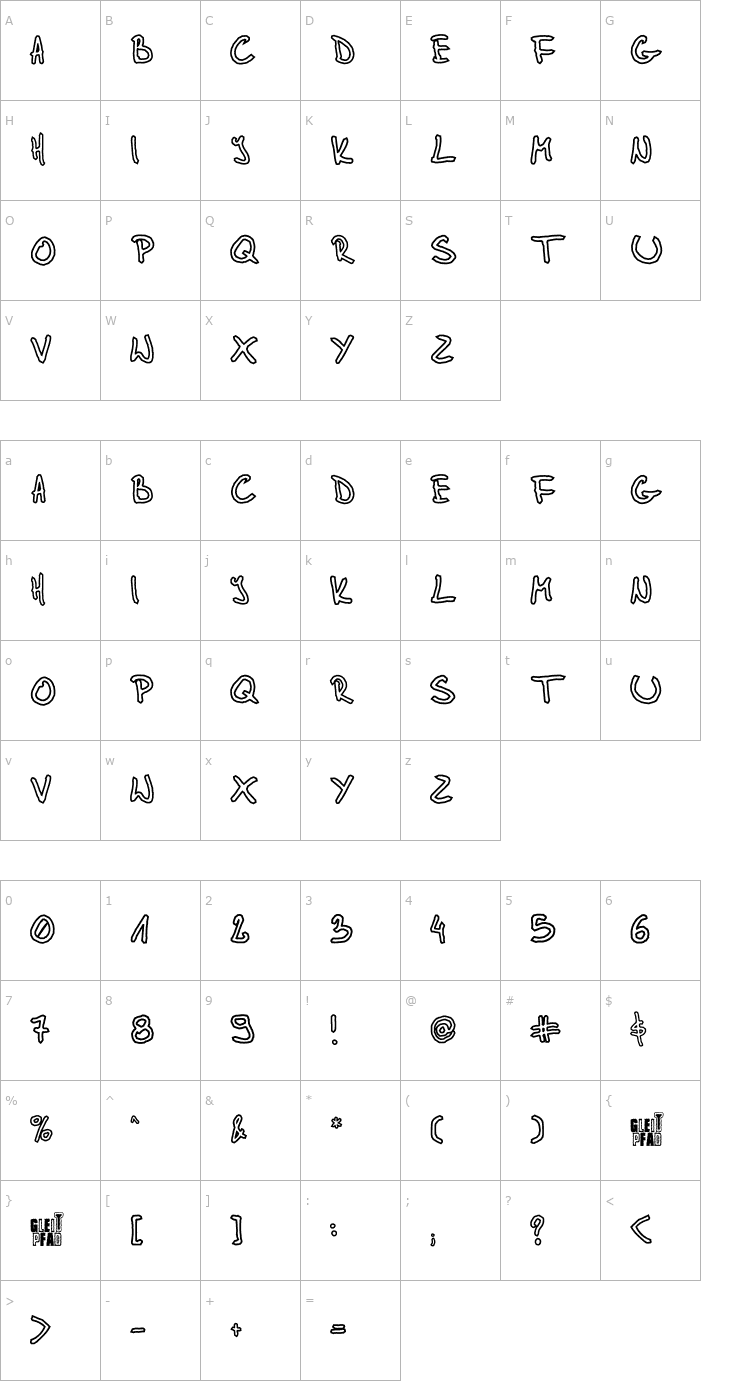 Character Map Glidepath Font
