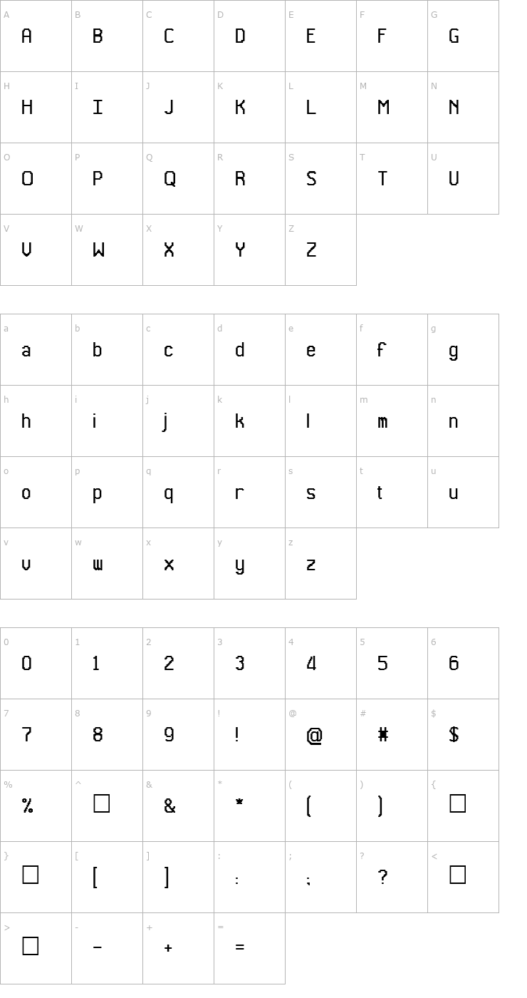 Character Map Glitch0 Font