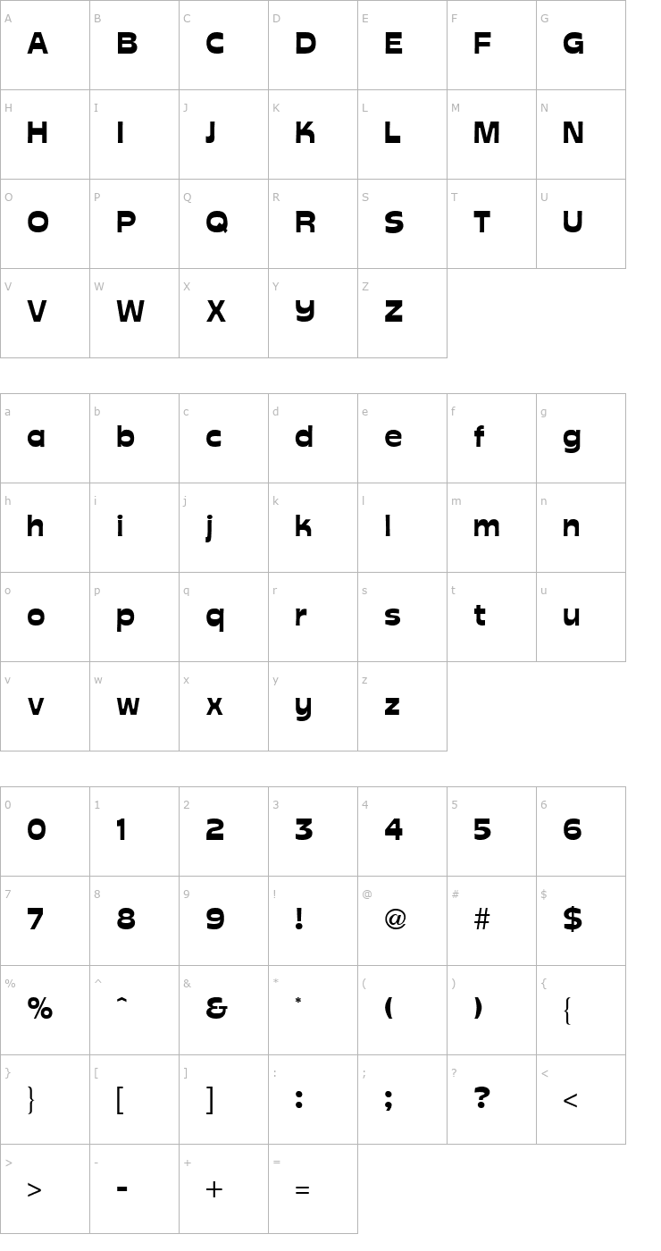 Character Map GLOBAL Regular Font