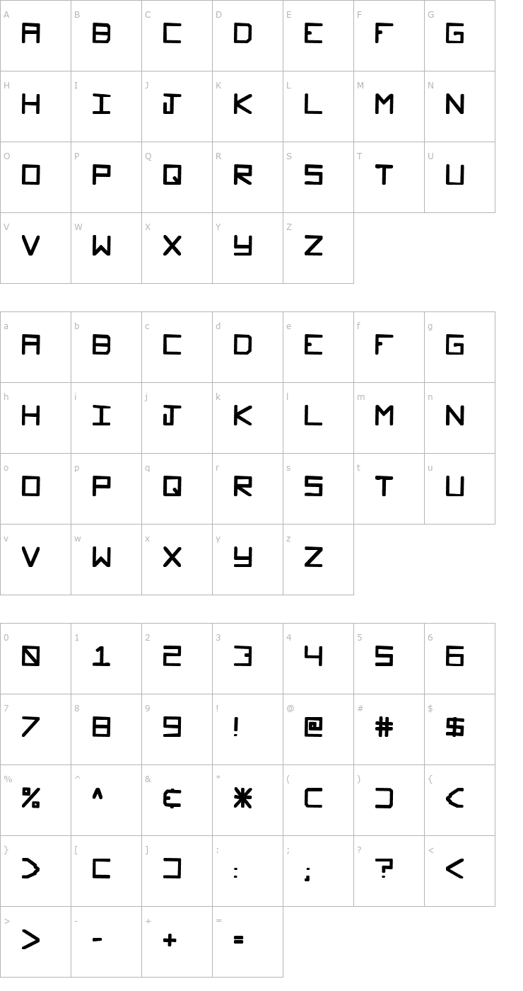 Character Map Glockenspiel Font