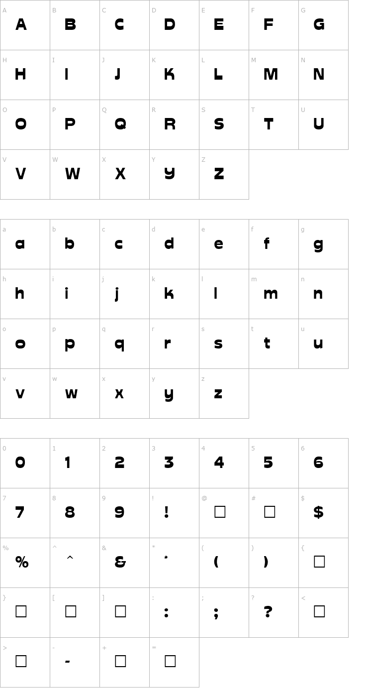 Character Map Glockenspiel Regular Font