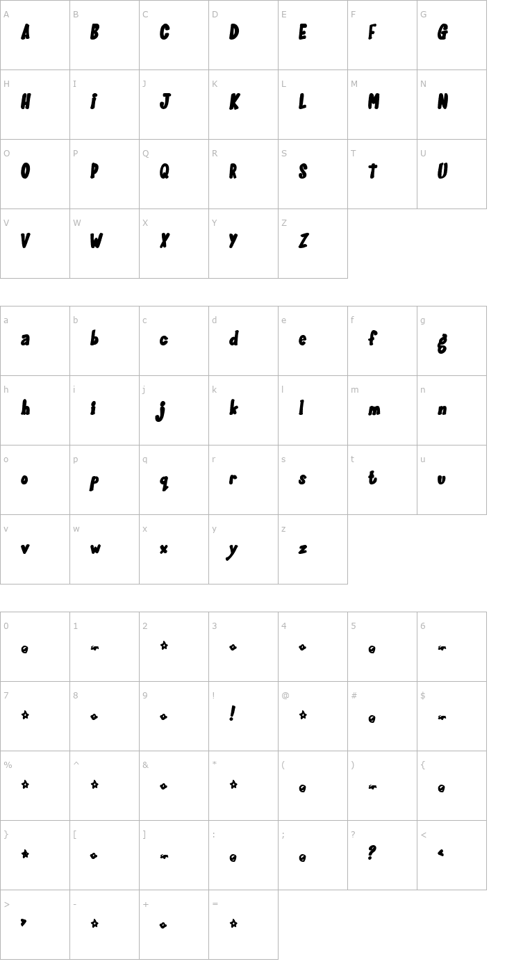 Character Map GlooGun Font