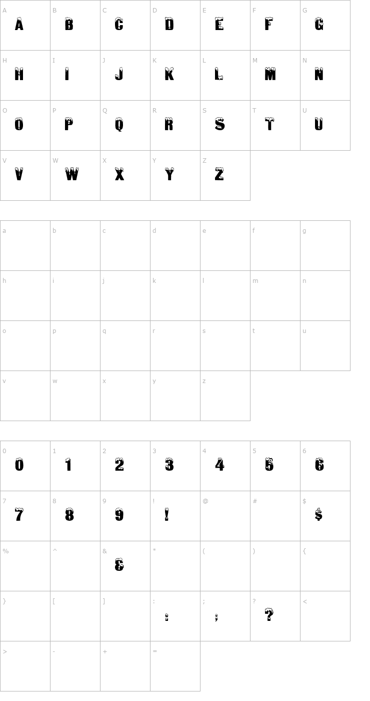 Character Map GloomLaser Font