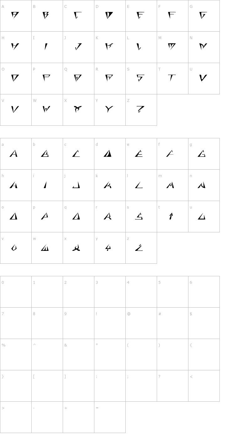 Character Map GlOrY BoLd iTaLiC Font