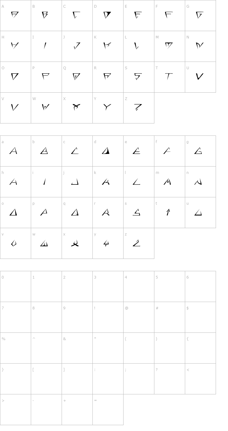 Character Map GlOrY ItAlIc Font