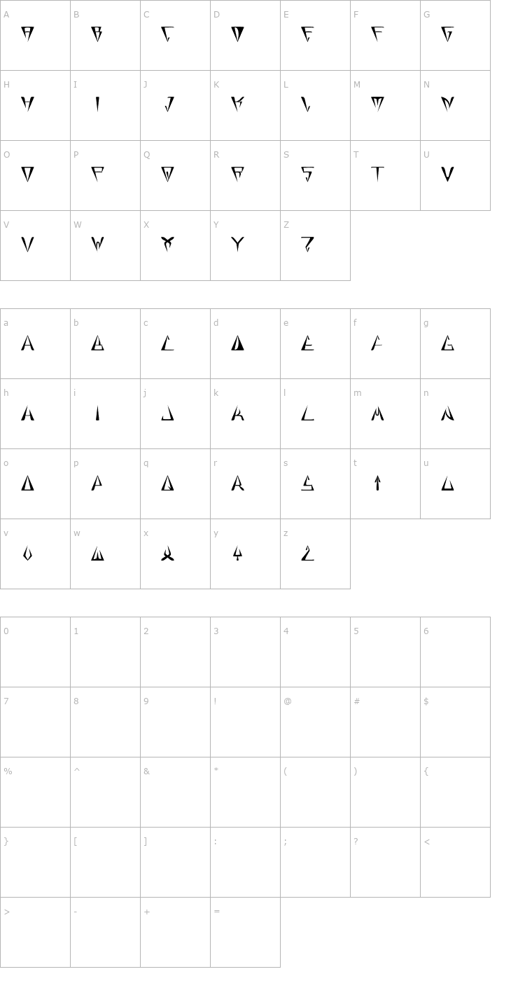 Character Map GlOrY ThIn BoLd Font