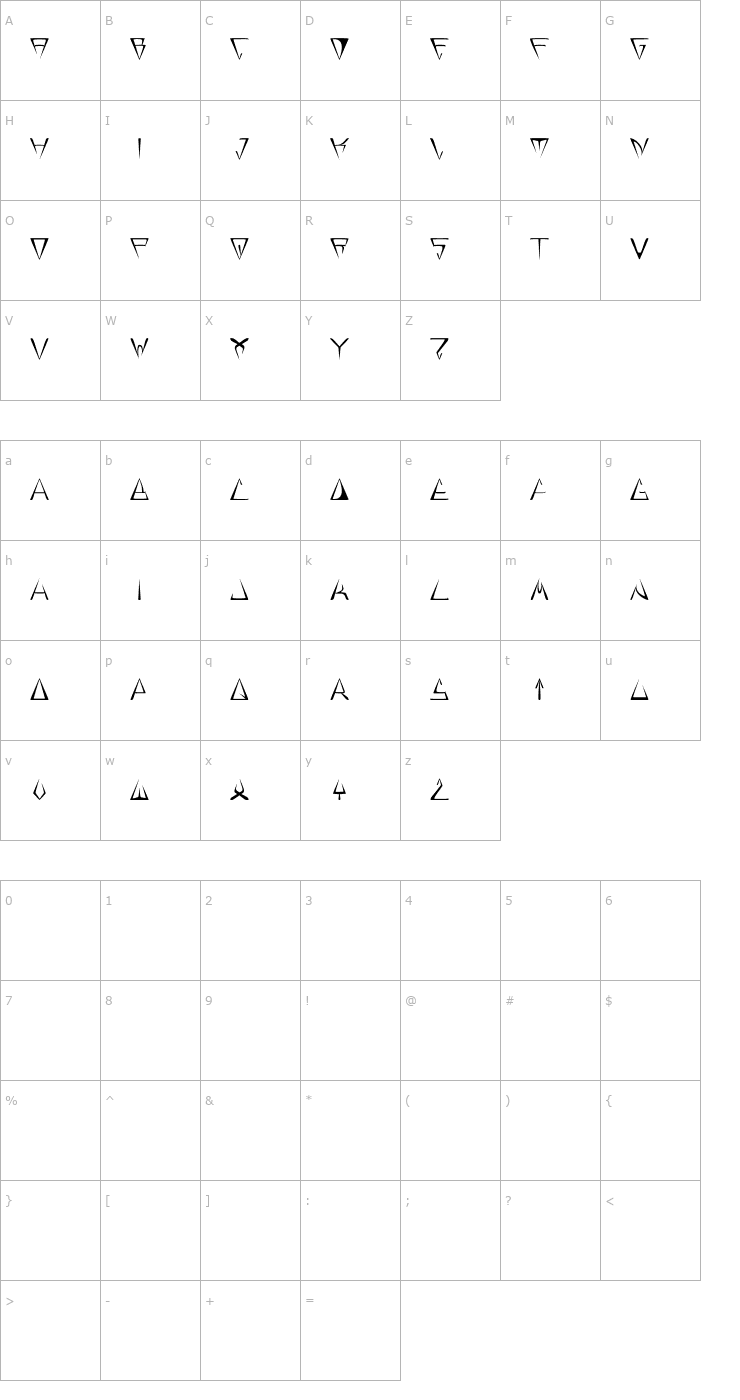 Character Map GlOrY ThIn Font