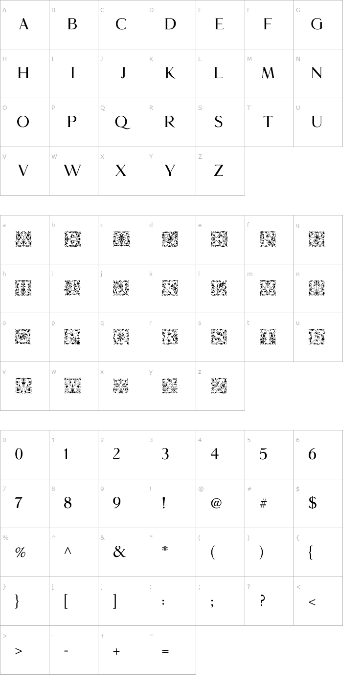 Character Map GlossoInitials Font