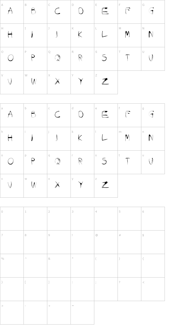 Character Map Glow Carro Danish Spiik Font