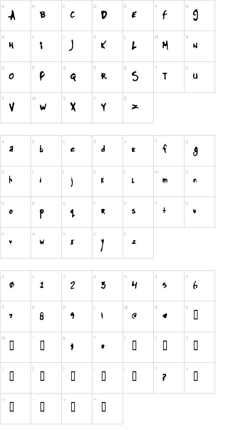 Character Map Glue Font