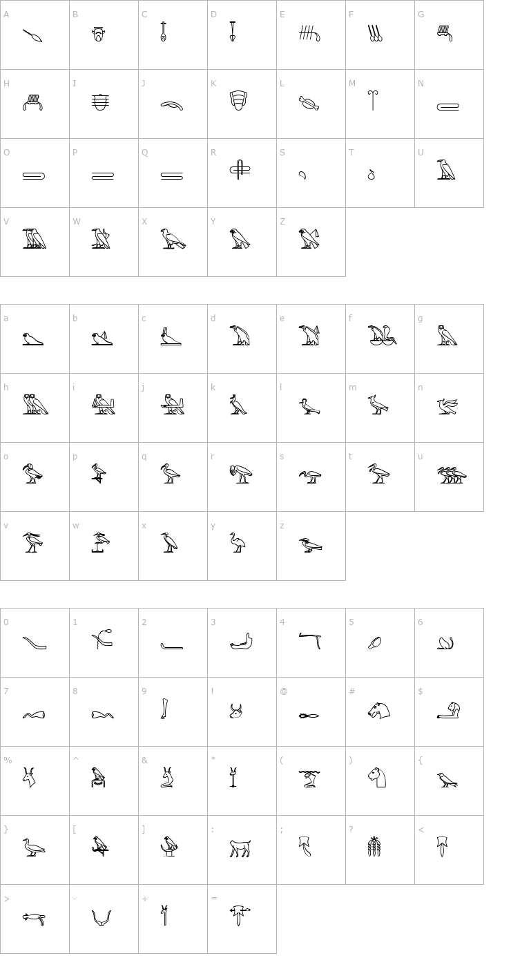 Character Map GlyphBasicB-Bold Font