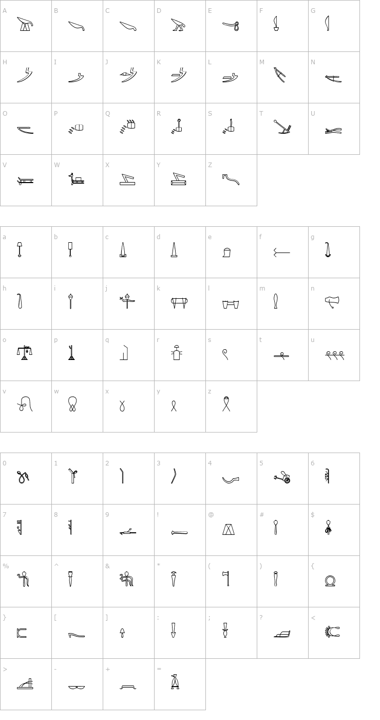 Character Map GlyphBasicD-Bold Font