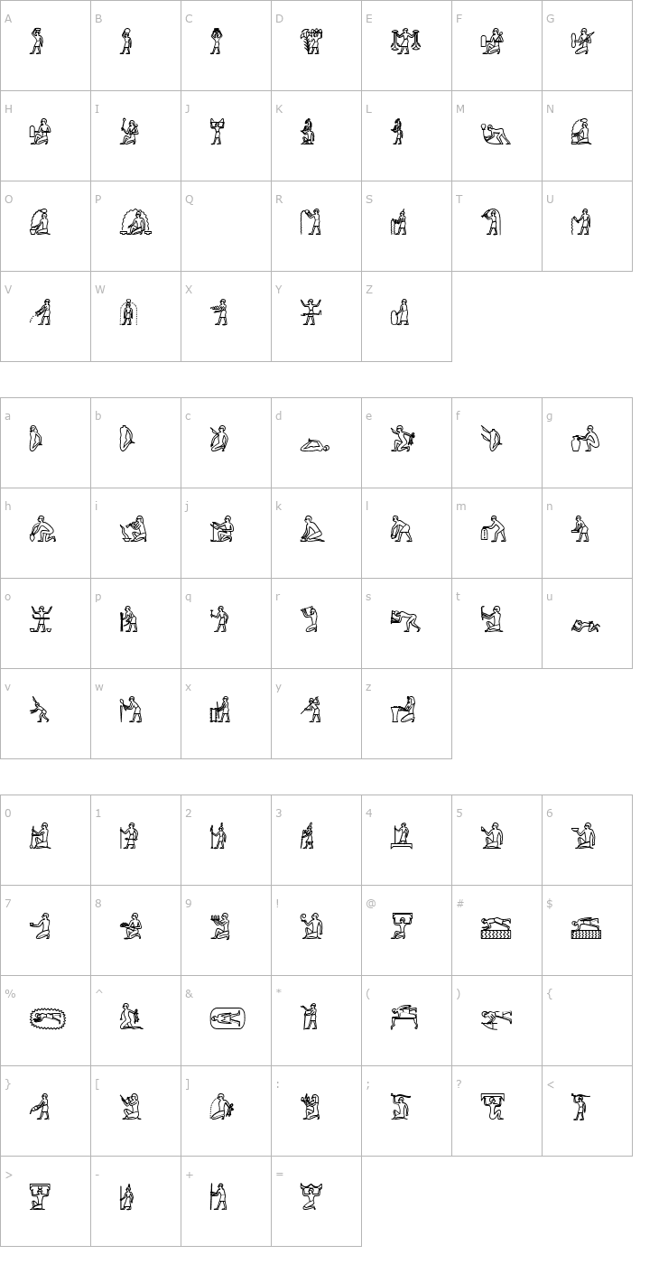 Character Map GlyphExtLibA-Bold Font