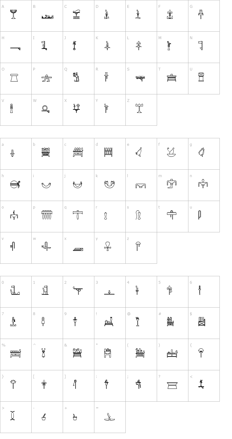 Character Map GlyphExtLibAA-Bold Font