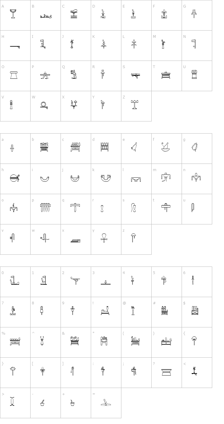Character Map GlyphExtLibAA Font