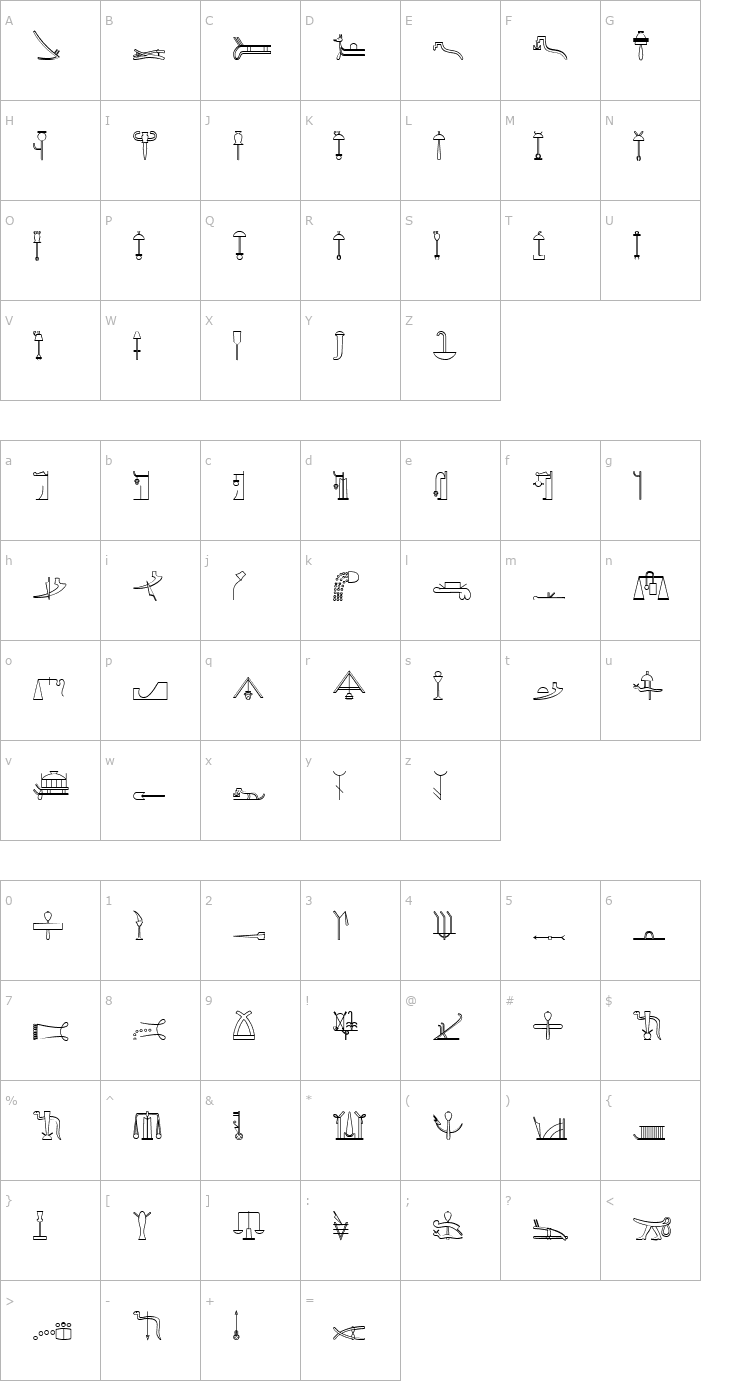Character Map GlyphExtLibAB Font