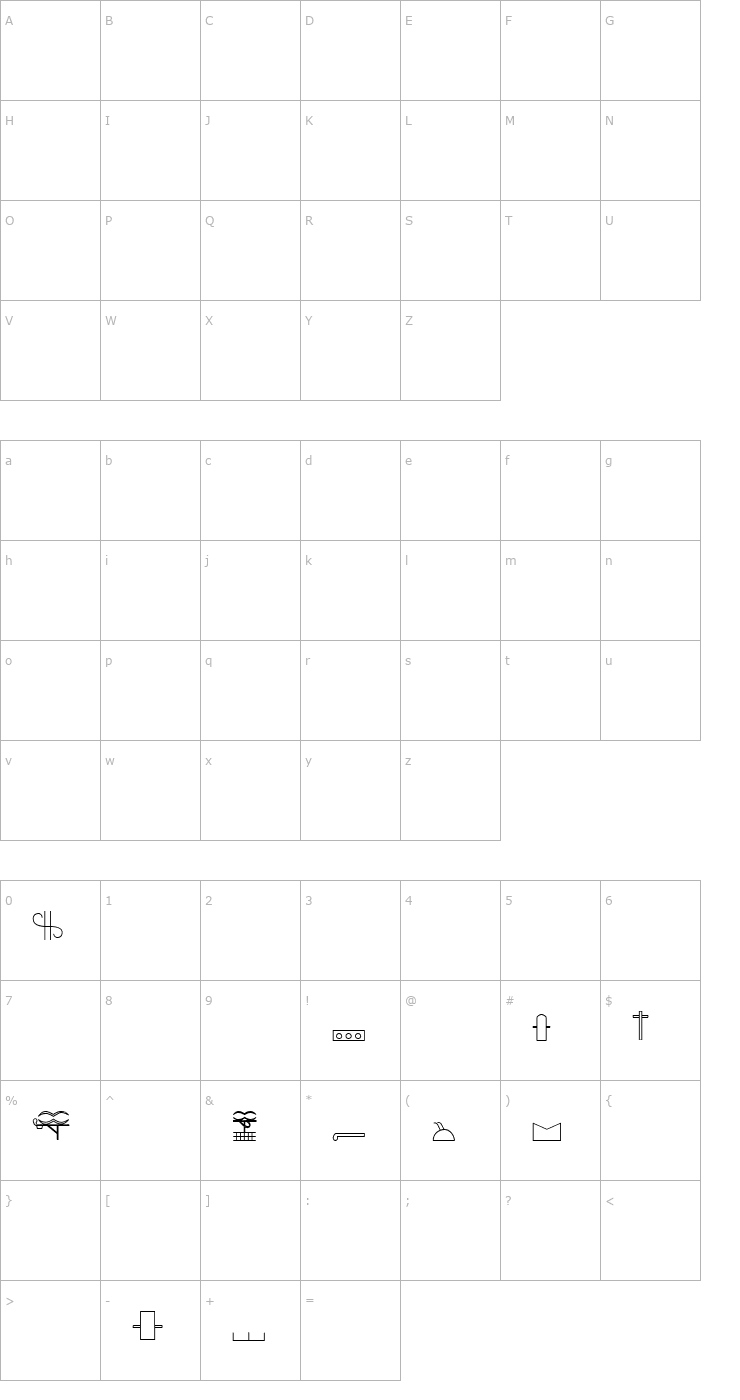 Character Map GlyphExtLibAC-Bold Font