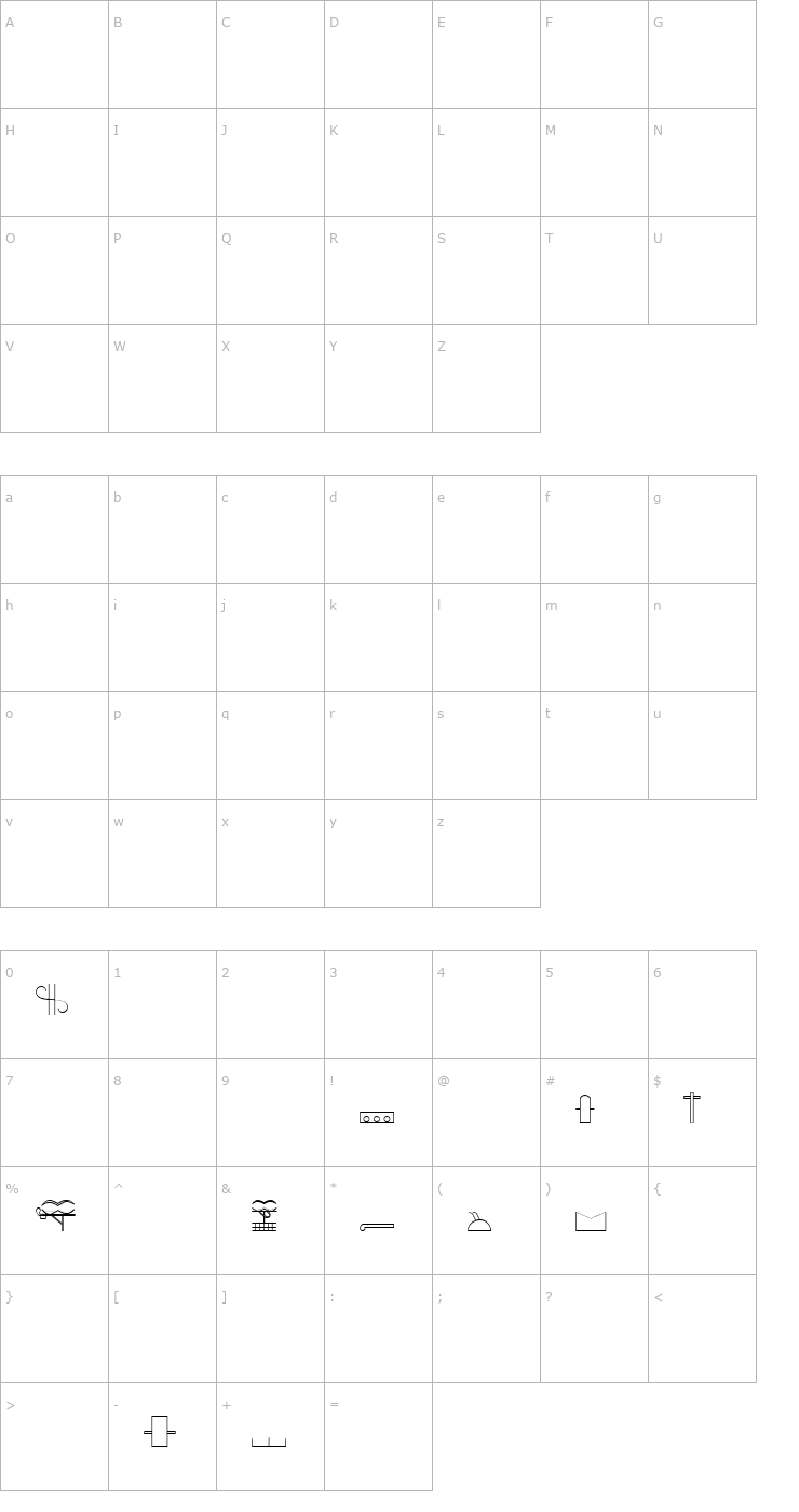 Character Map GlyphExtLibAC Font