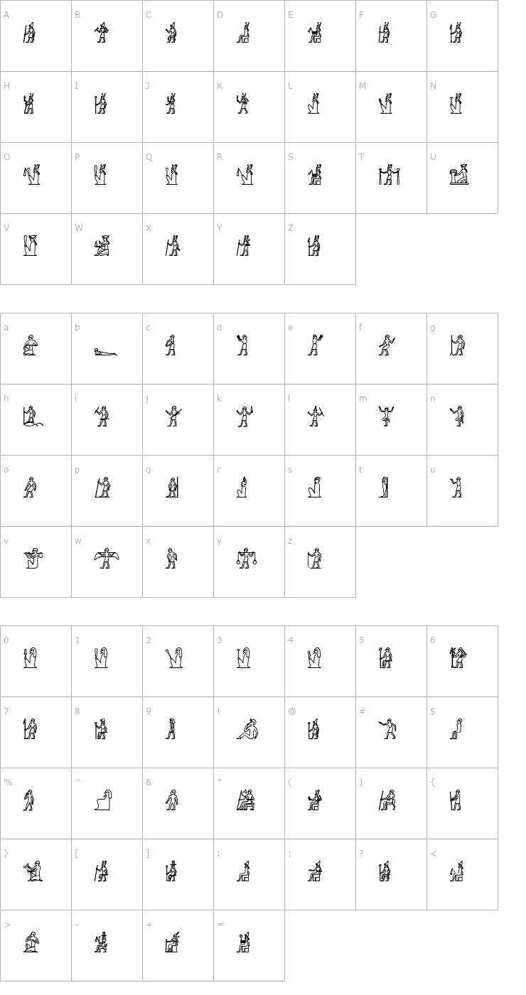 Character Map GlyphExtLibB-Bold Font