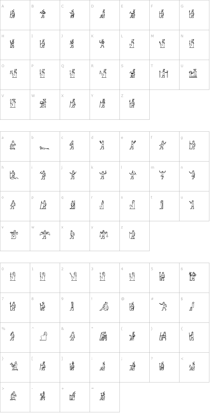 Character Map GlyphExtLibB Font