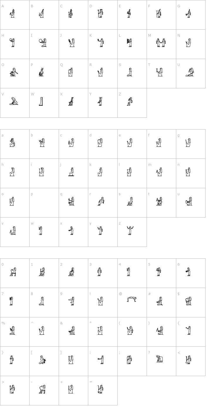 Character Map GlyphExtLibD-Bold Font