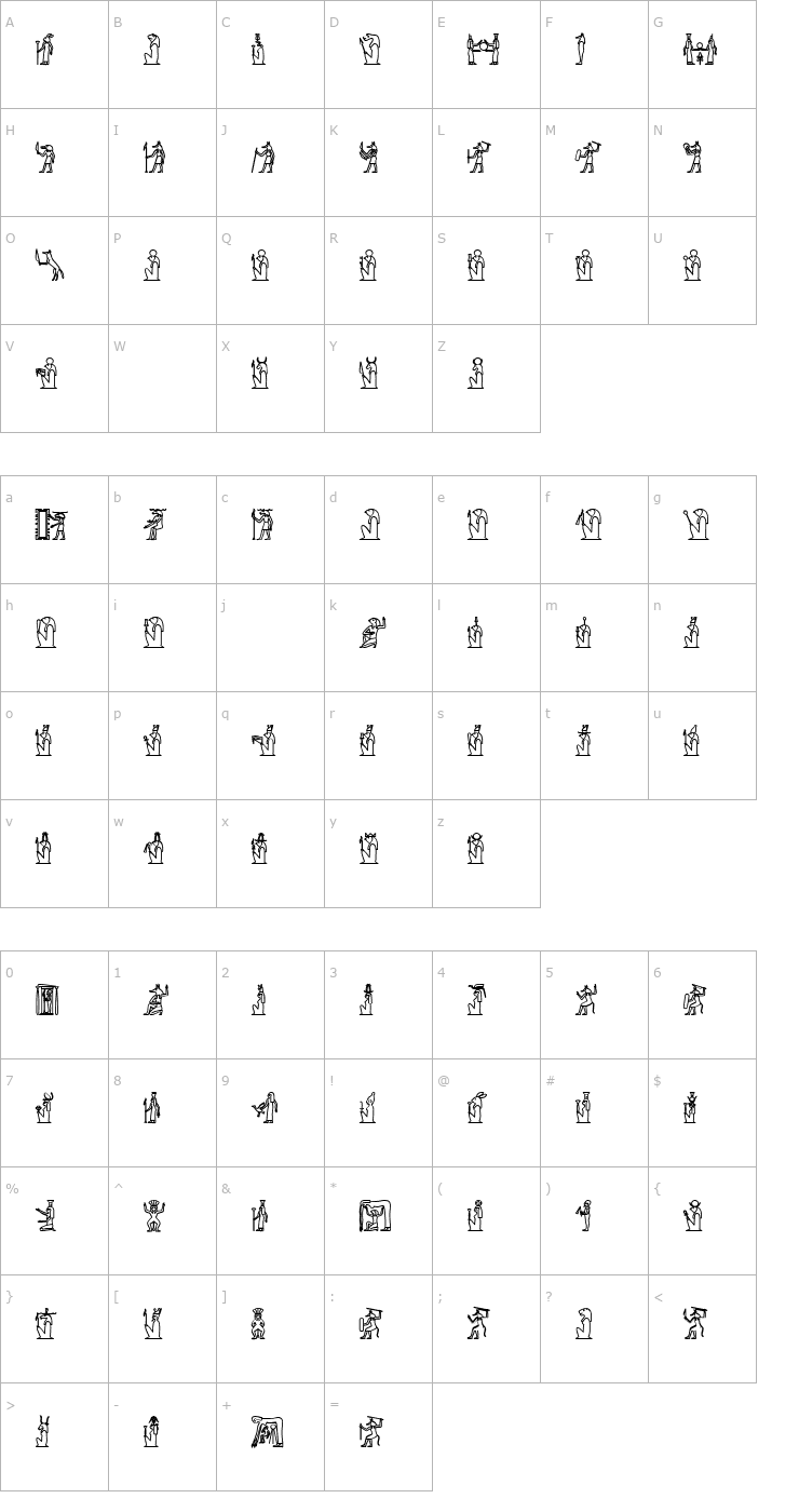 Character Map GlyphExtLibE-Bold Font