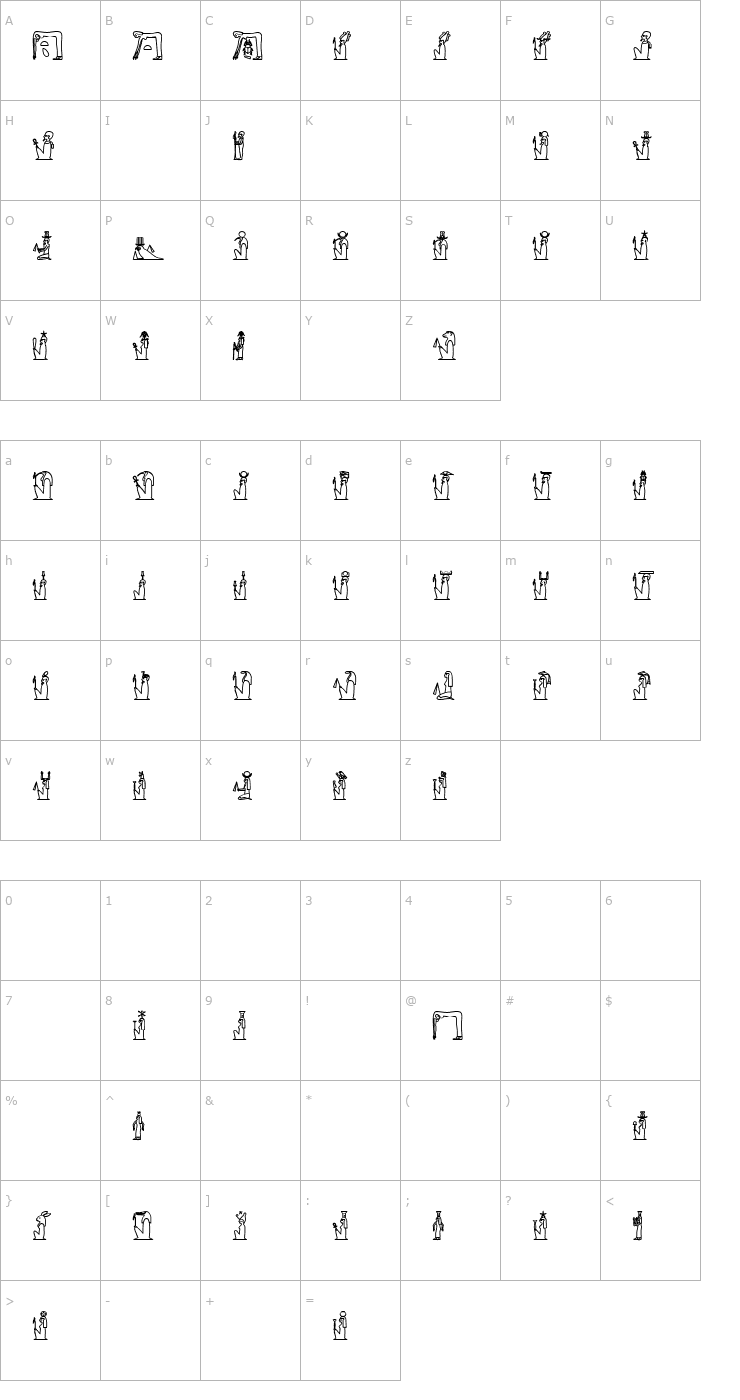 Character Map GlyphExtLibF-Bold Font