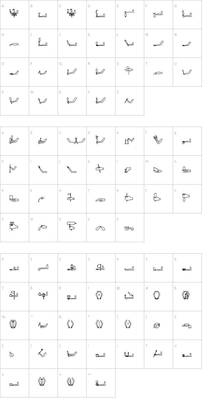 Character Map GlyphExtLibG-Bold Font