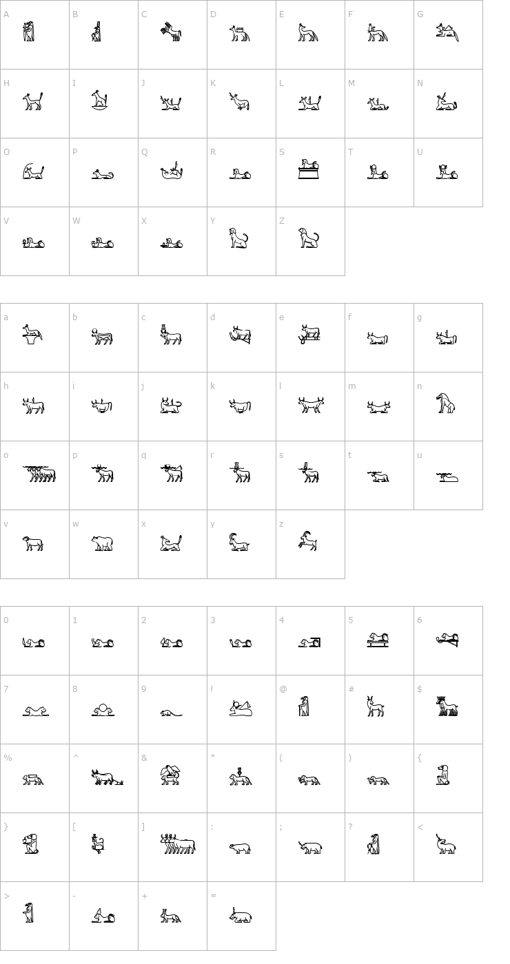 Character Map GlyphExtLibH-Bold Font