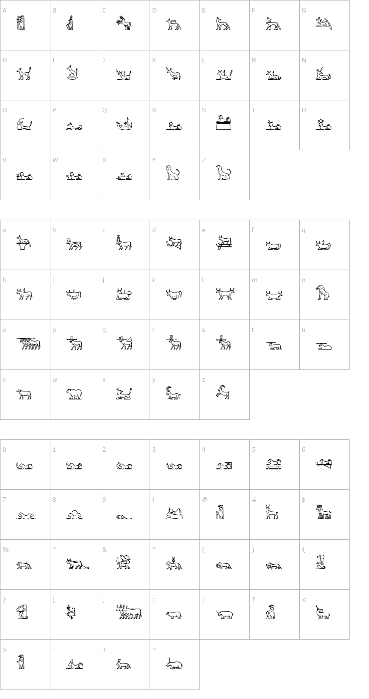 Character Map GlyphExtLibH Font