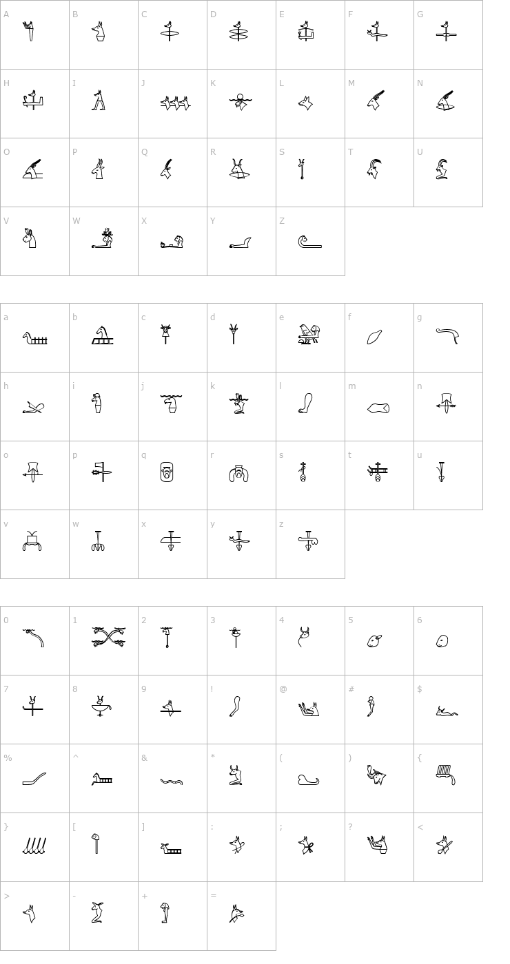 Character Map GlyphExtLibI-Bold Font