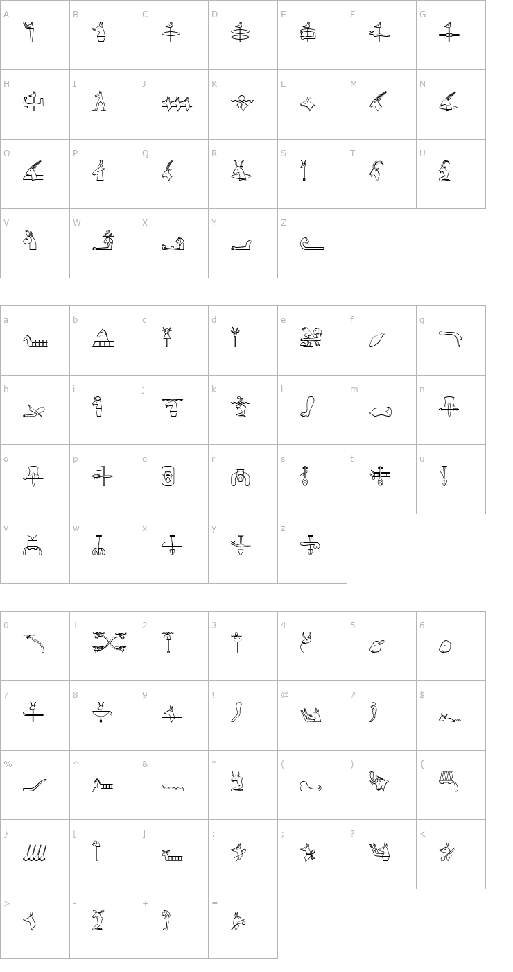 Character Map GlyphExtLibI Font