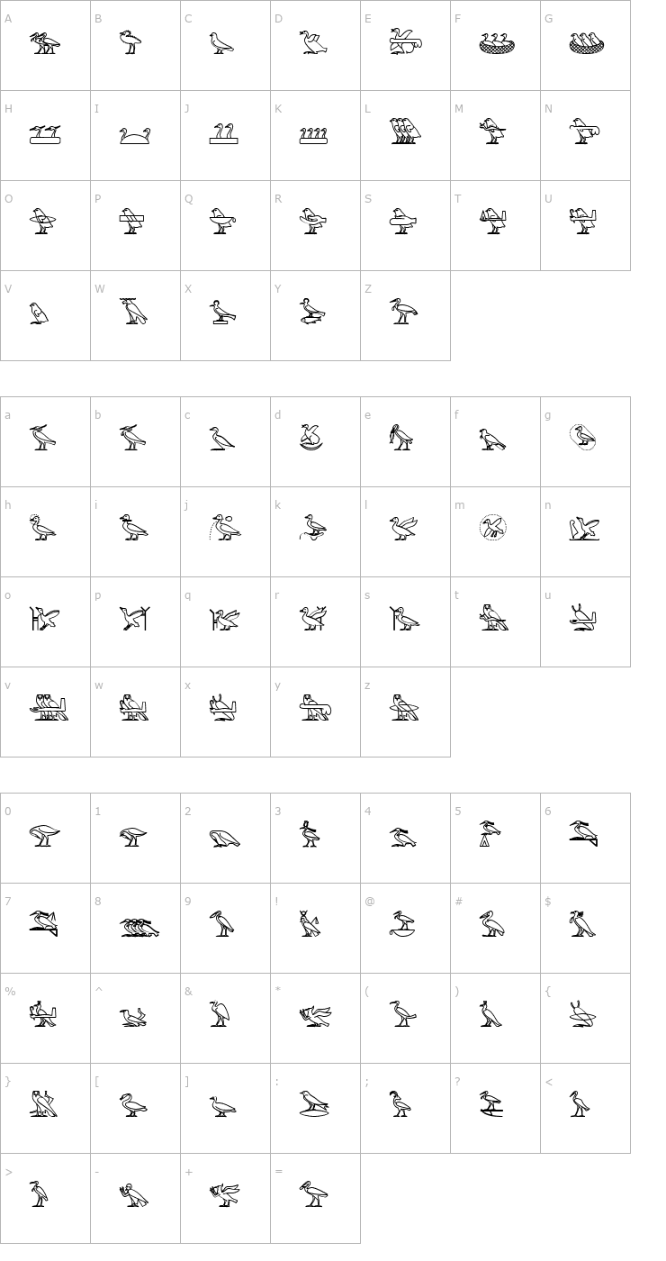 Character Map GlyphExtLibJ-Bold Font