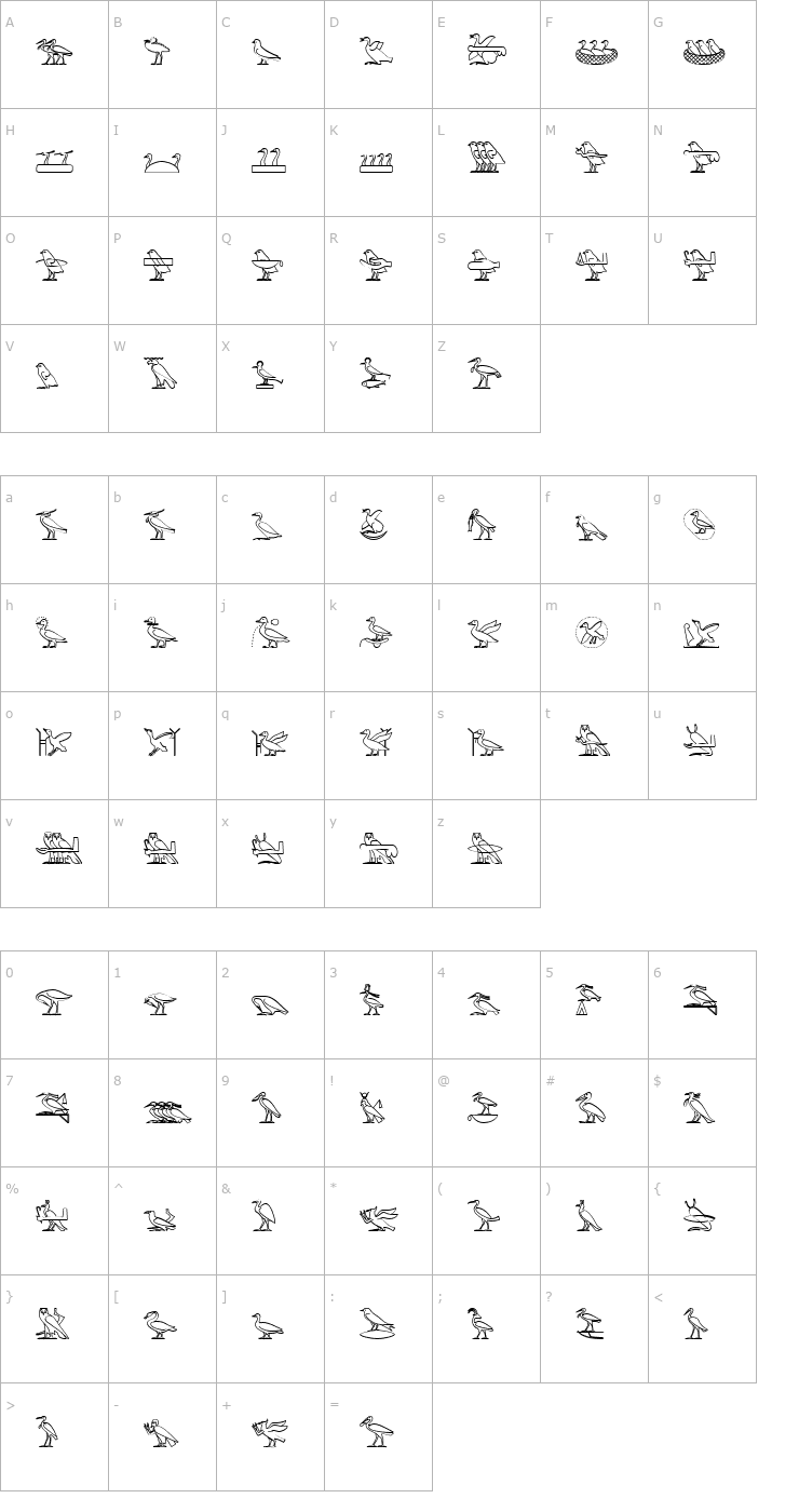 Character Map GlyphExtLibJ Font