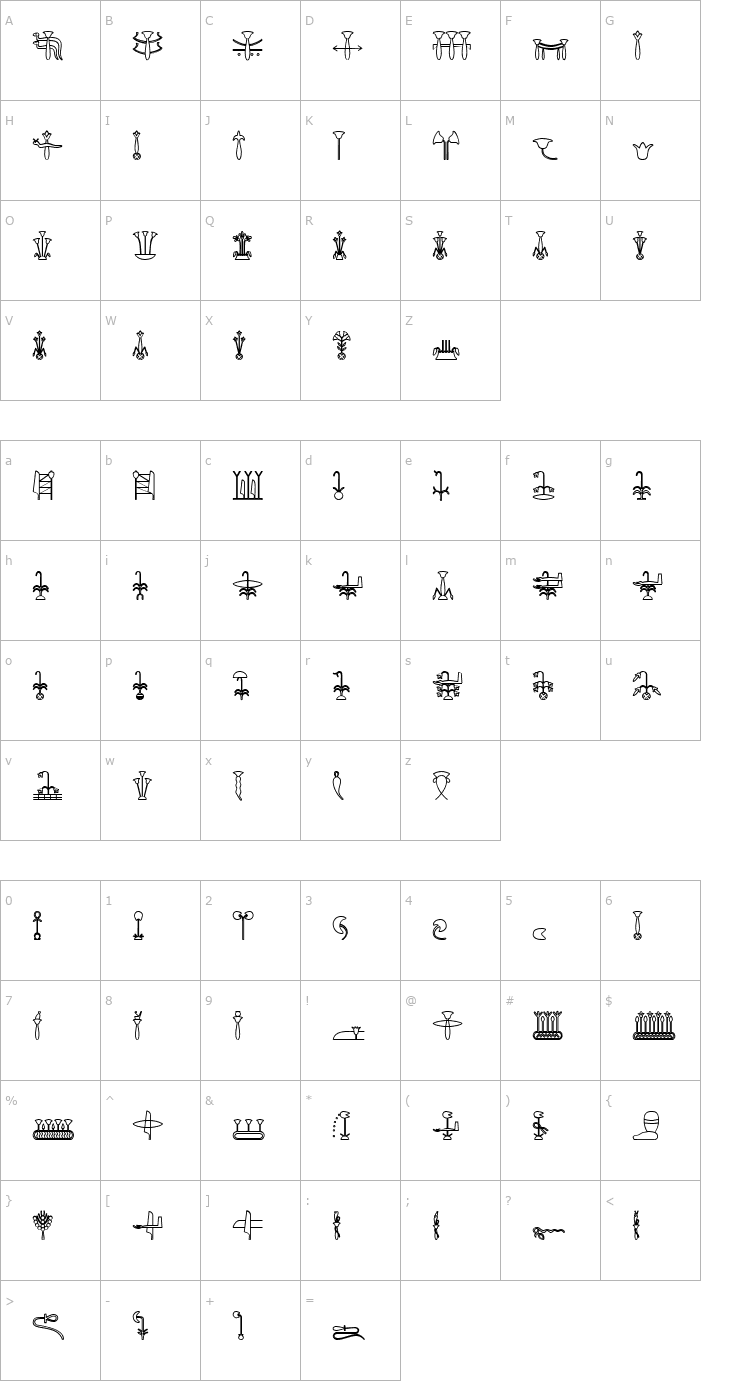 Character Map GlyphExtLibL-Bold Font