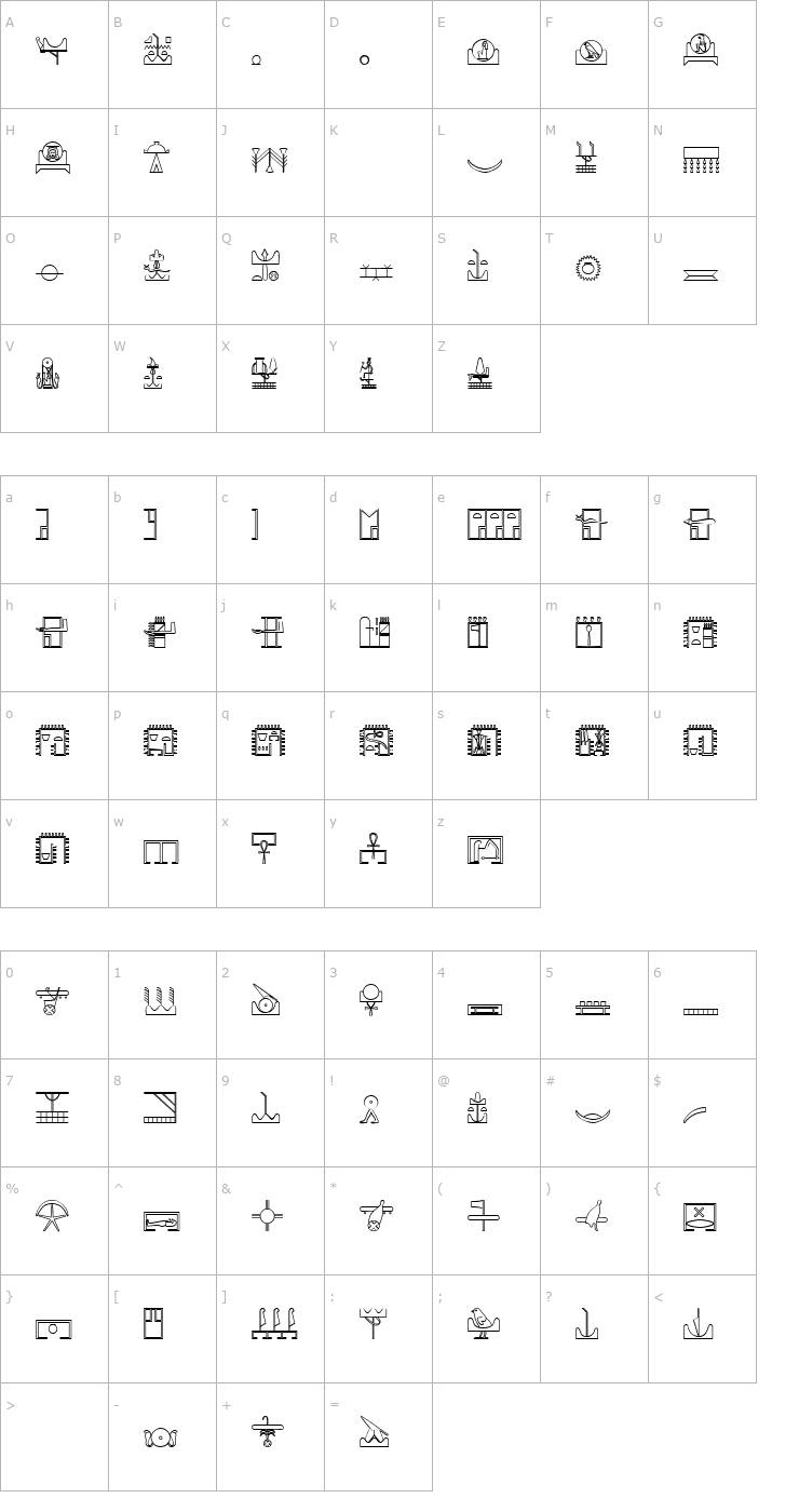 Character Map GlyphExtLibM Font