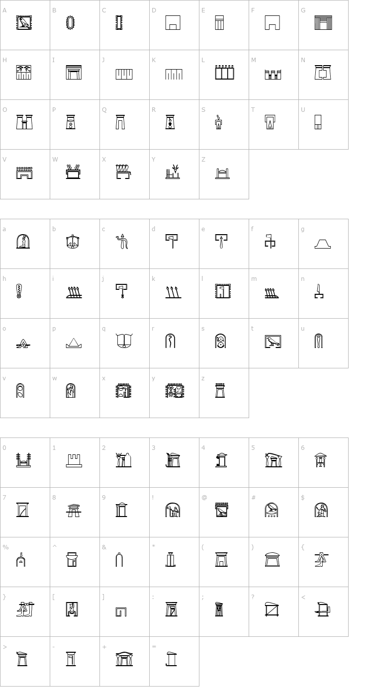 Character Map GlyphExtLibN-Bold Font