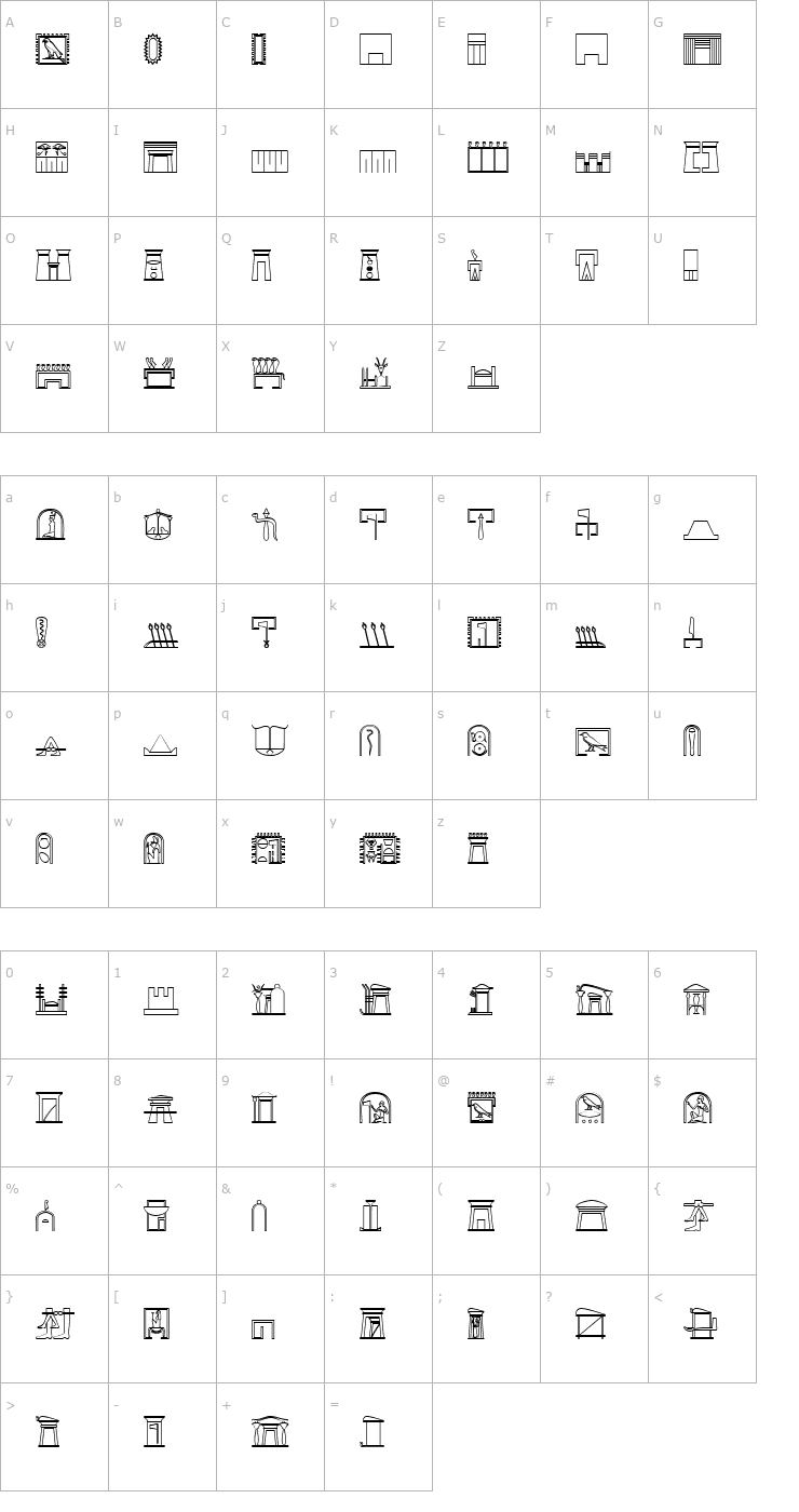 Character Map GlyphExtLibN Font