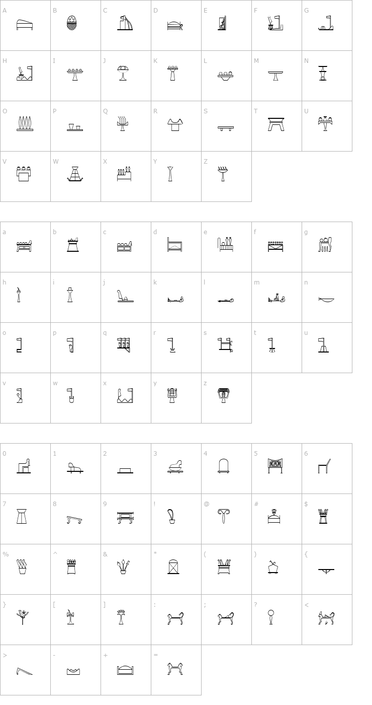 Character Map GlyphExtLibO Font