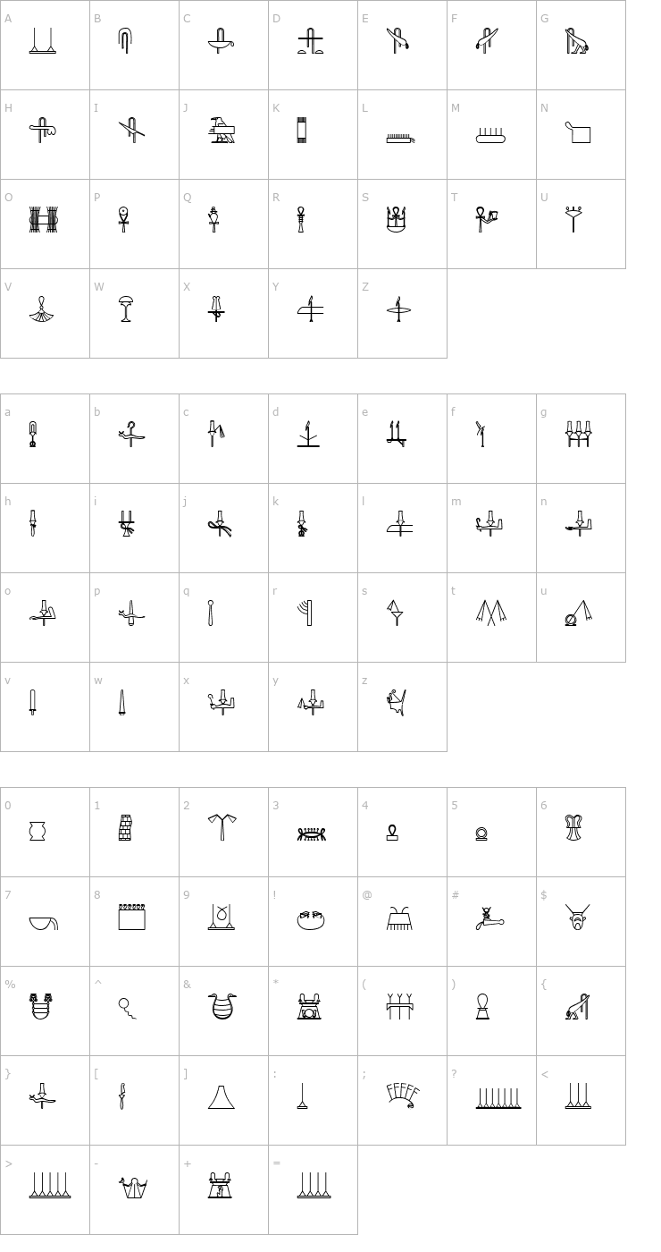 Character Map GlyphExtLibP-Bold Font