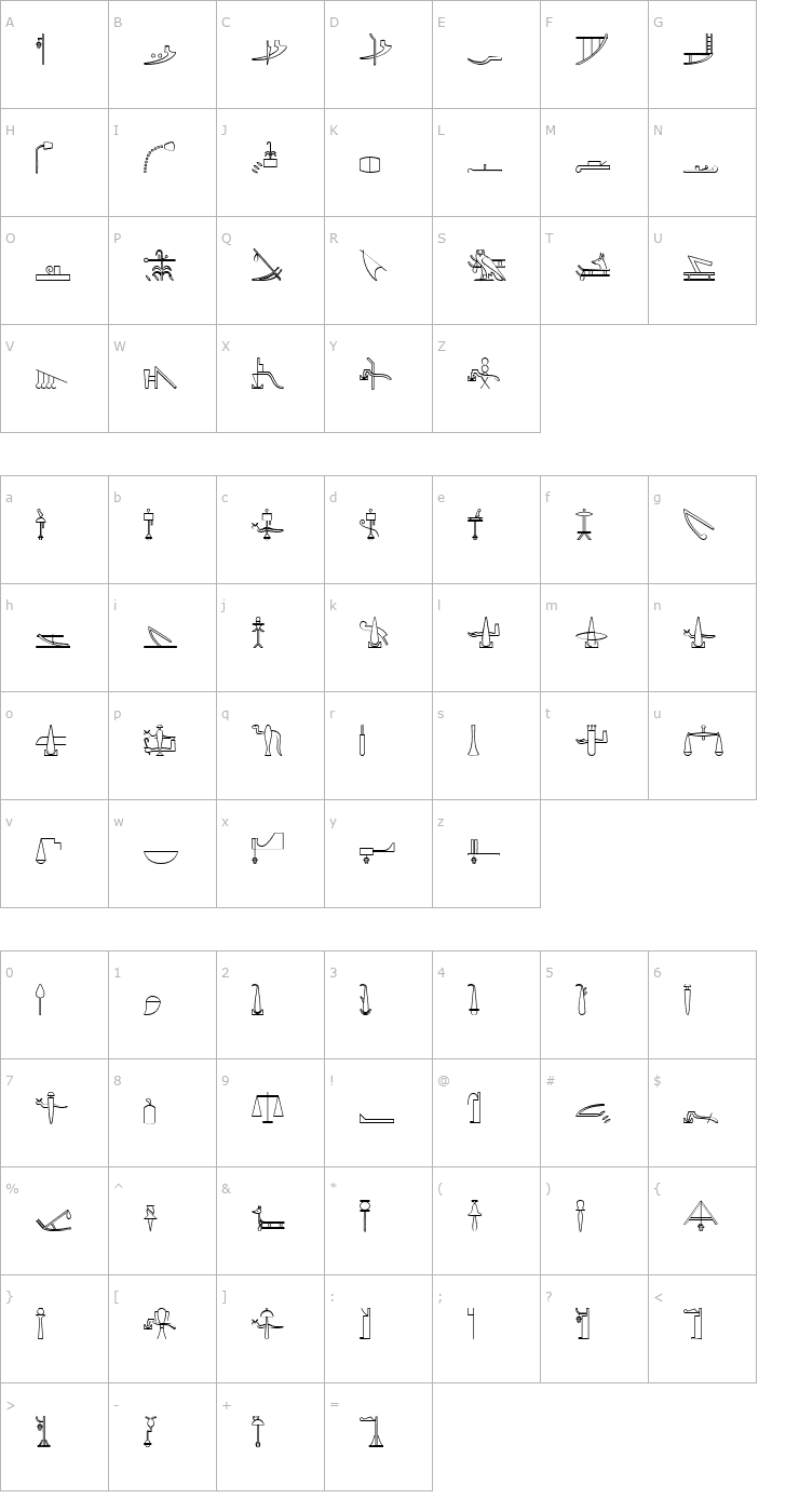 Character Map GlyphExtLibQ Font