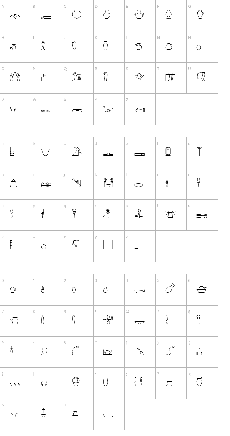 Character Map GlyphExtLibR-Bold Font