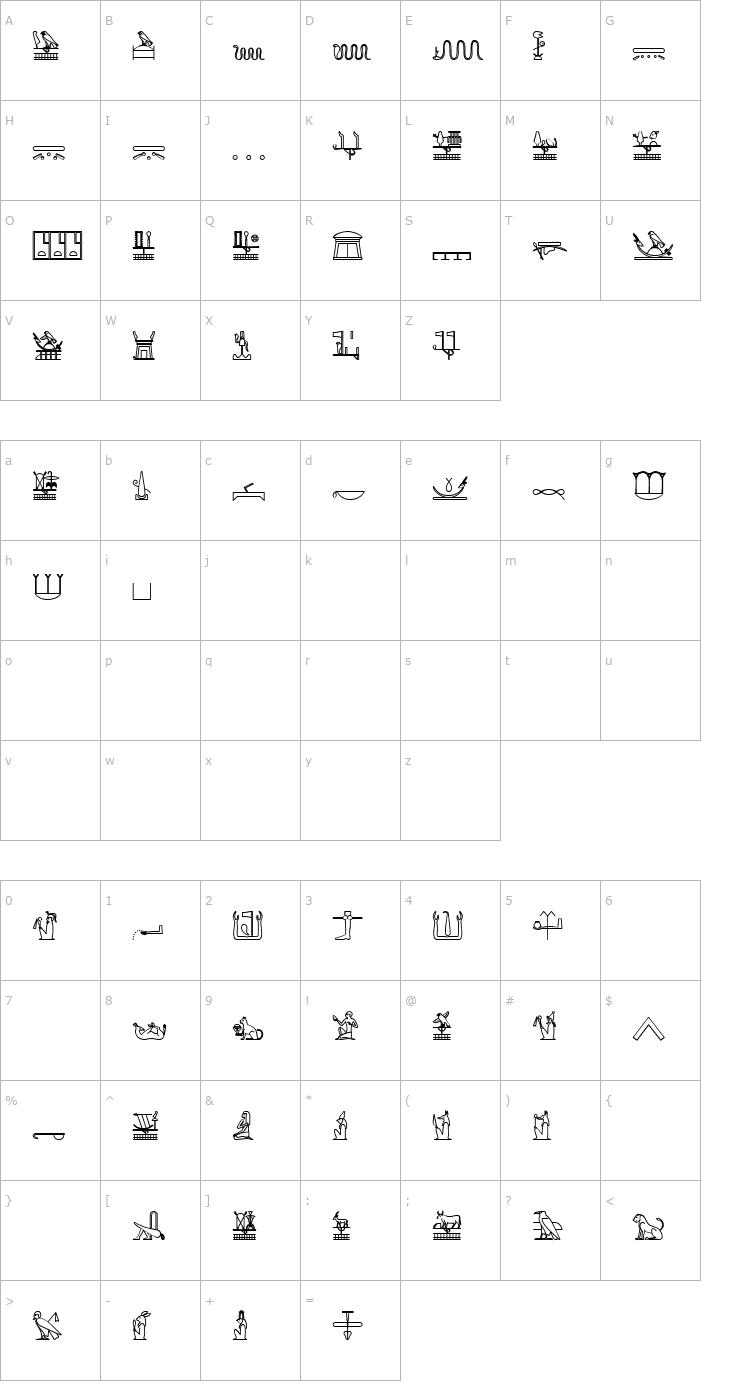 Character Map GlyphExtLibS-Bold Font