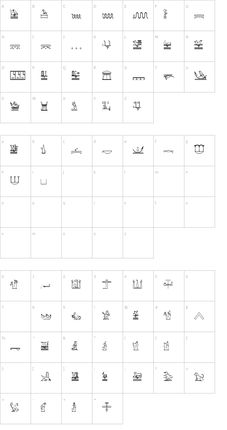 Character Map GlyphExtLibS Font