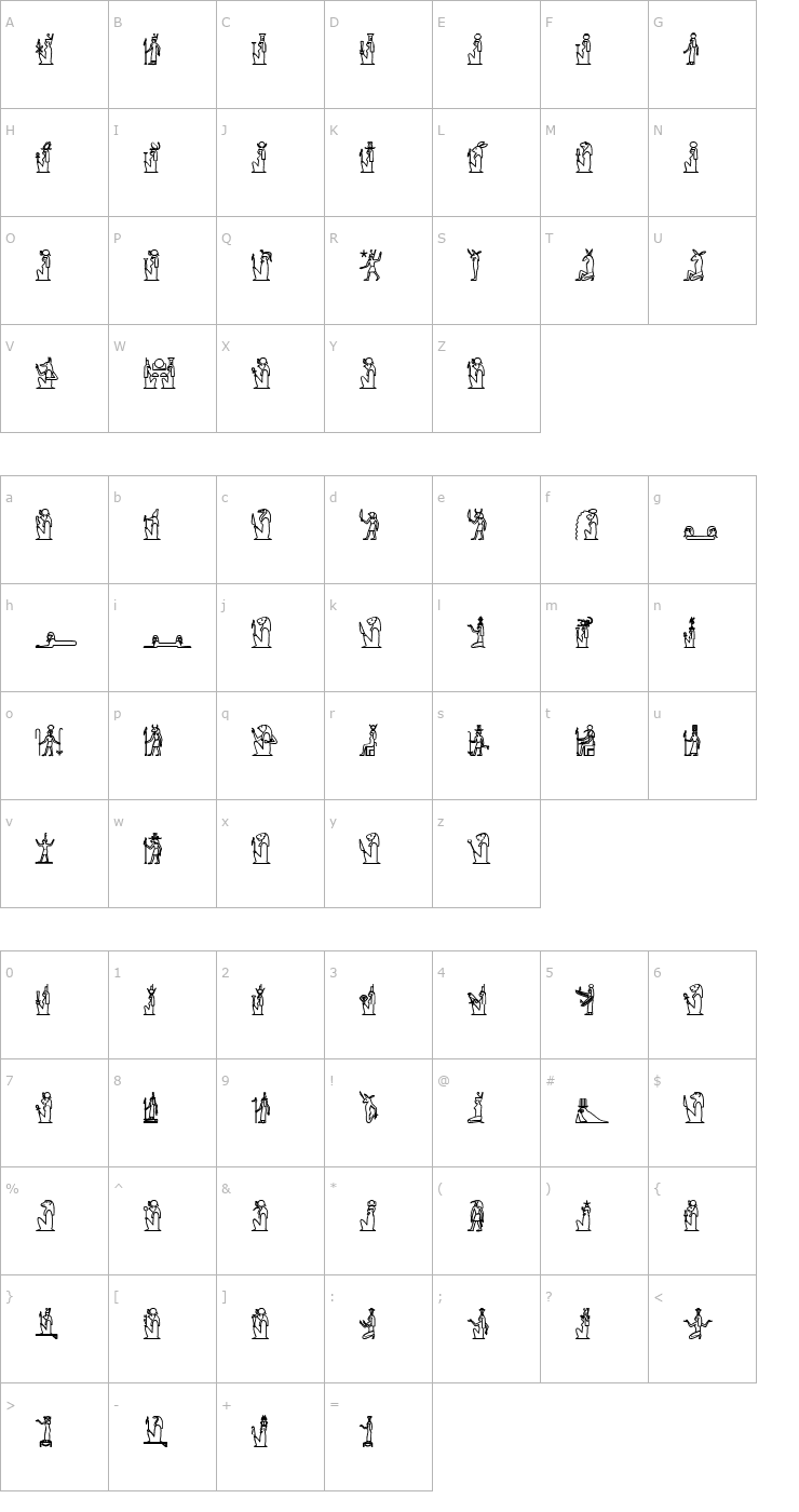 Character Map GlyphExtLibU-Bold Font