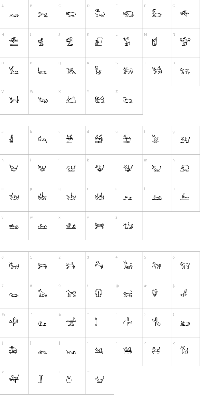 Character Map GlyphExtLibV-Bold Font