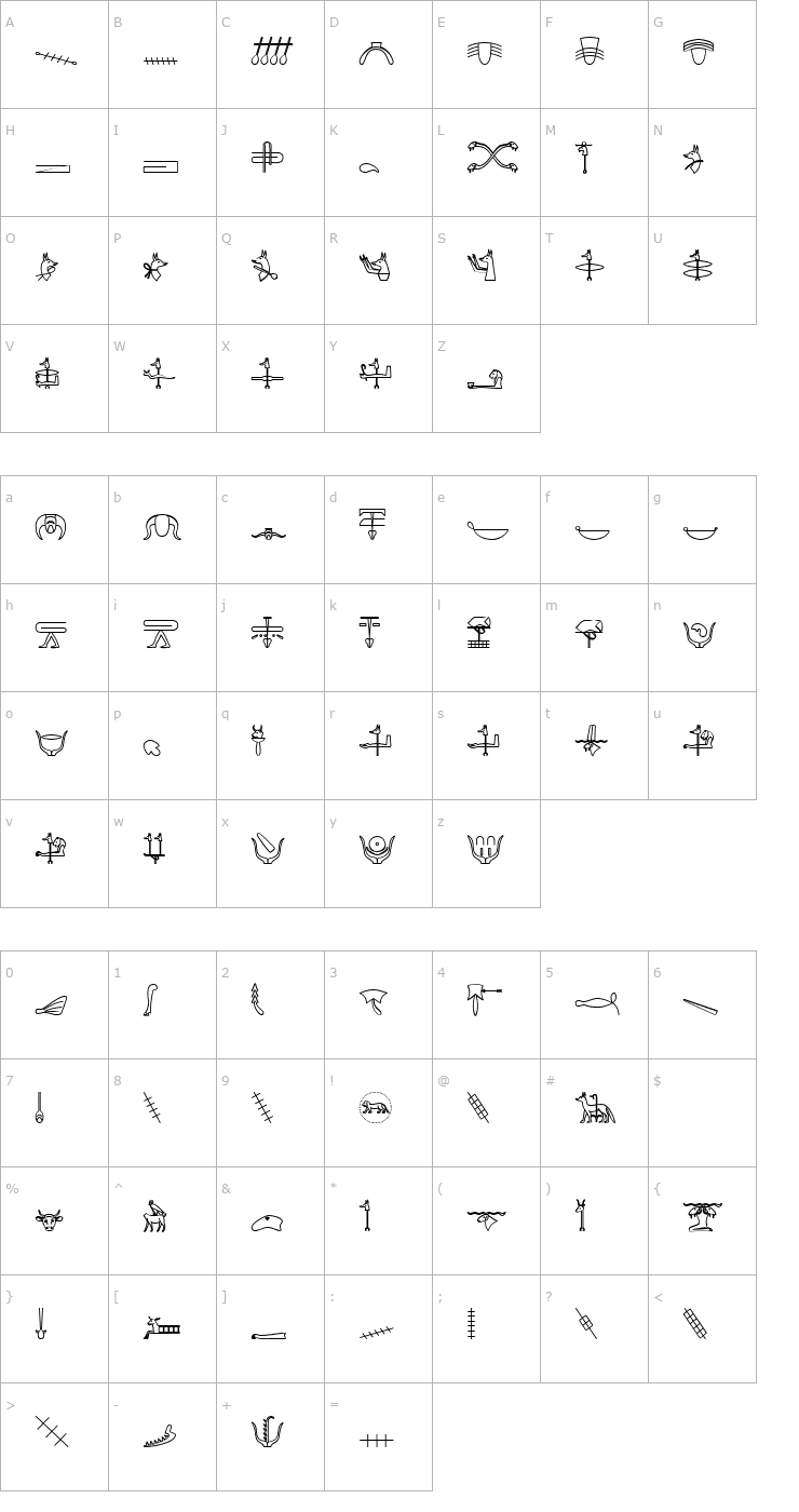 Character Map GlyphExtLibW-Bold Font