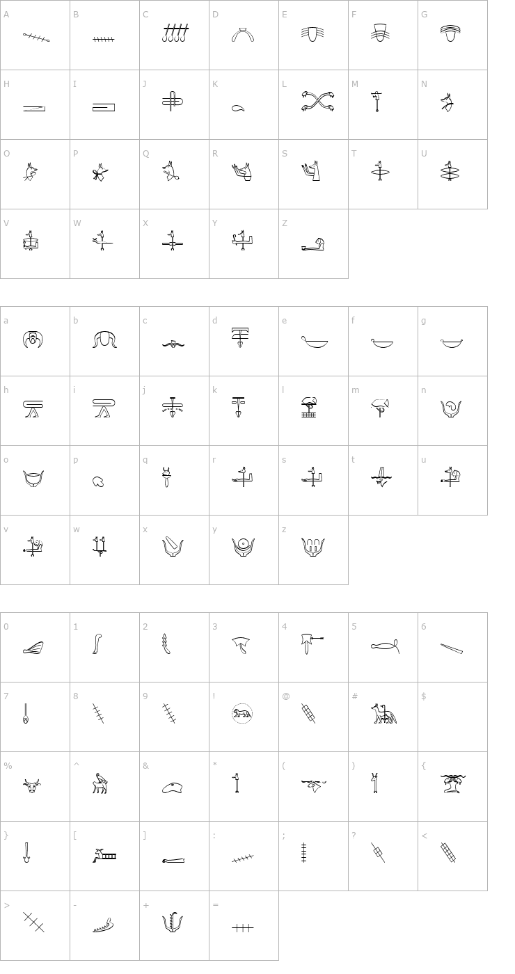 Character Map GlyphExtLibW Font