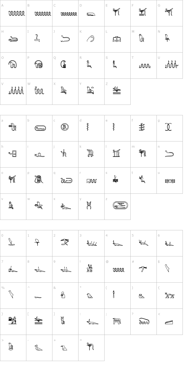Character Map GlyphExtLibX-Bold Font